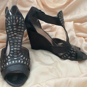 Vince Camuto Leather Wedge with Silver Accents